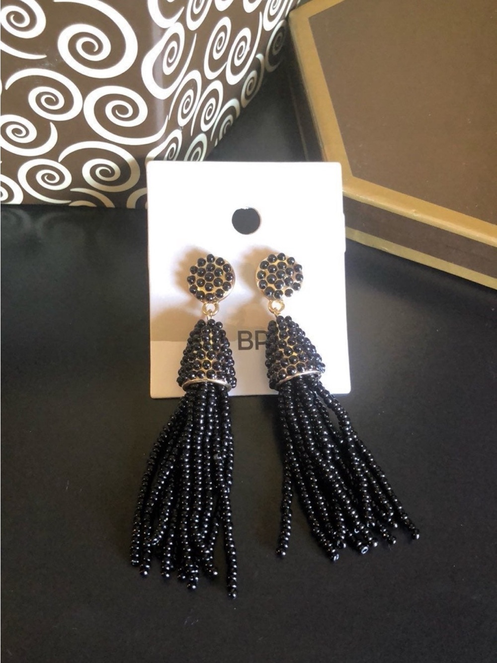 Elegant Nordstrom Black Tassel Drop Earrings